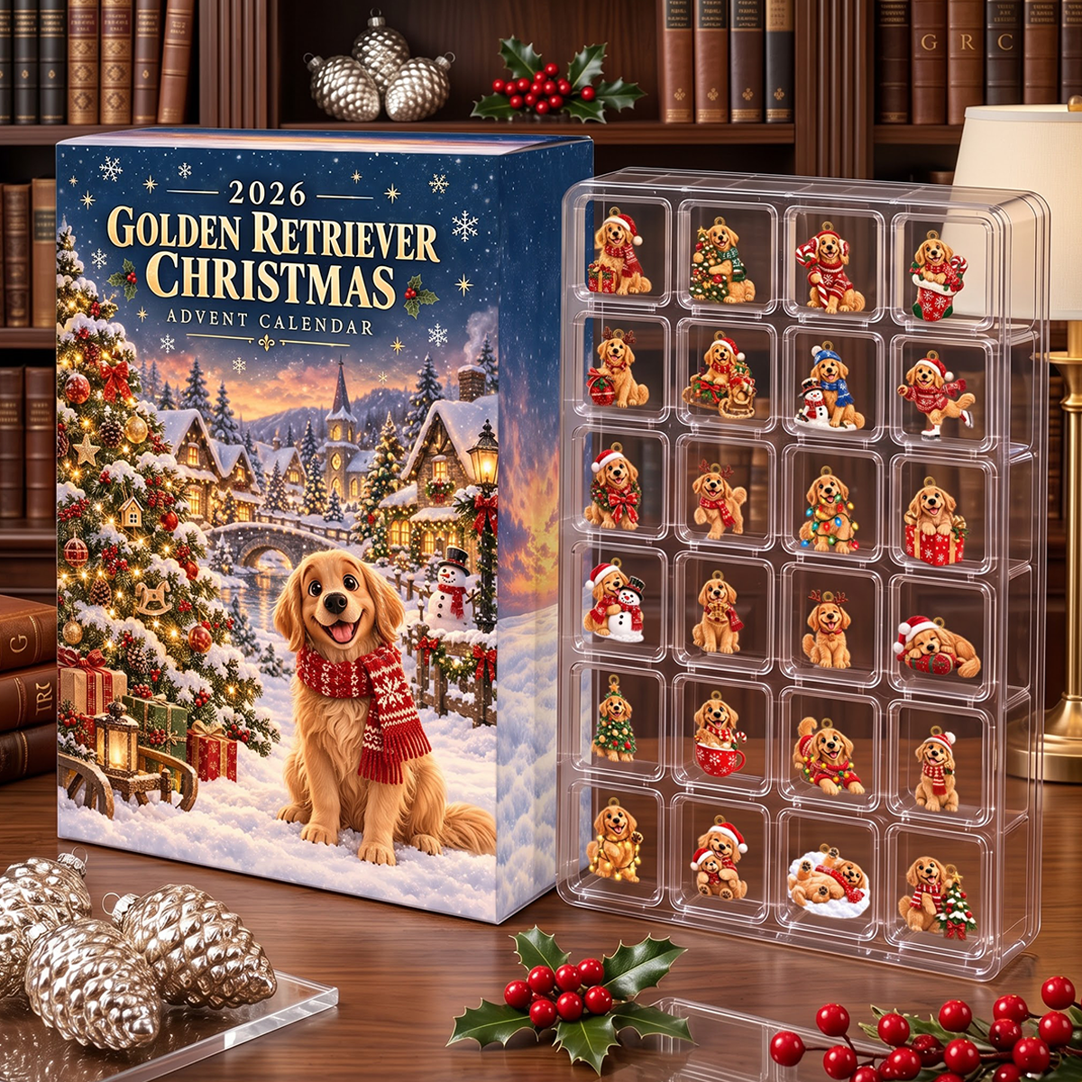 Christmas Golden Advent Calendar 2026 - 24 Day Spirits Countdown, Acrylic Charms Blind Box - Gift For Family