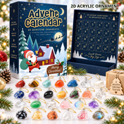 Personalized 2D Gemstone Advent Calendar 2026, 24 Natural Stone Christmas 2D Acrylic Charm with Hanging Loops, Crystal Countdown Gift Box, Holiday Gift for Kids & Adults