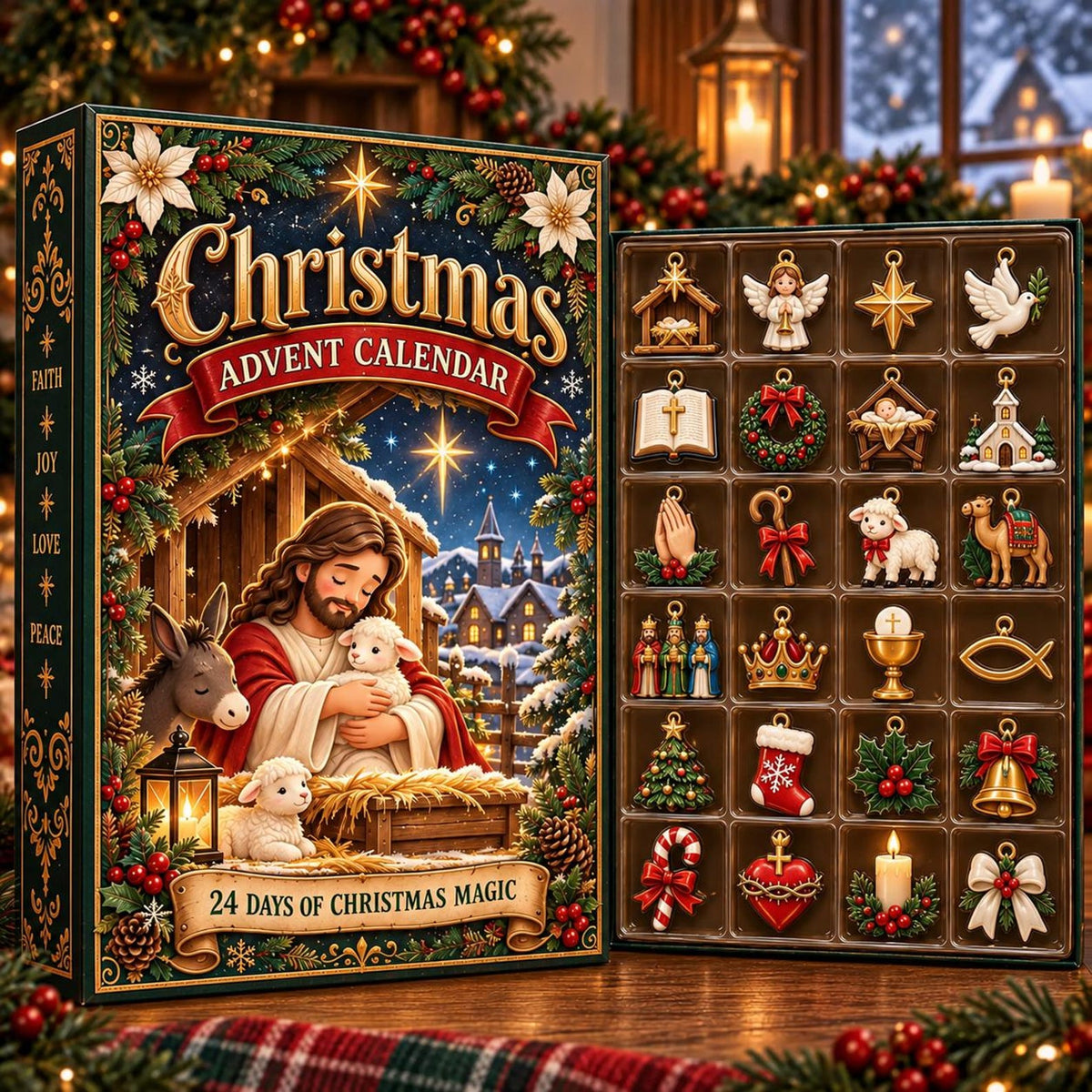 Christian Christmas Advent Calendar, 24 Days Nativity Ornaments, Religious Collectibles (Blind Box)