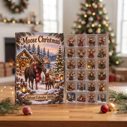 Personalized Moose Advent Calendar 2026, Woodland Christmas Countdown, Custom Name Moose Lover Gift, Rustic Cabin Holiday Decor
