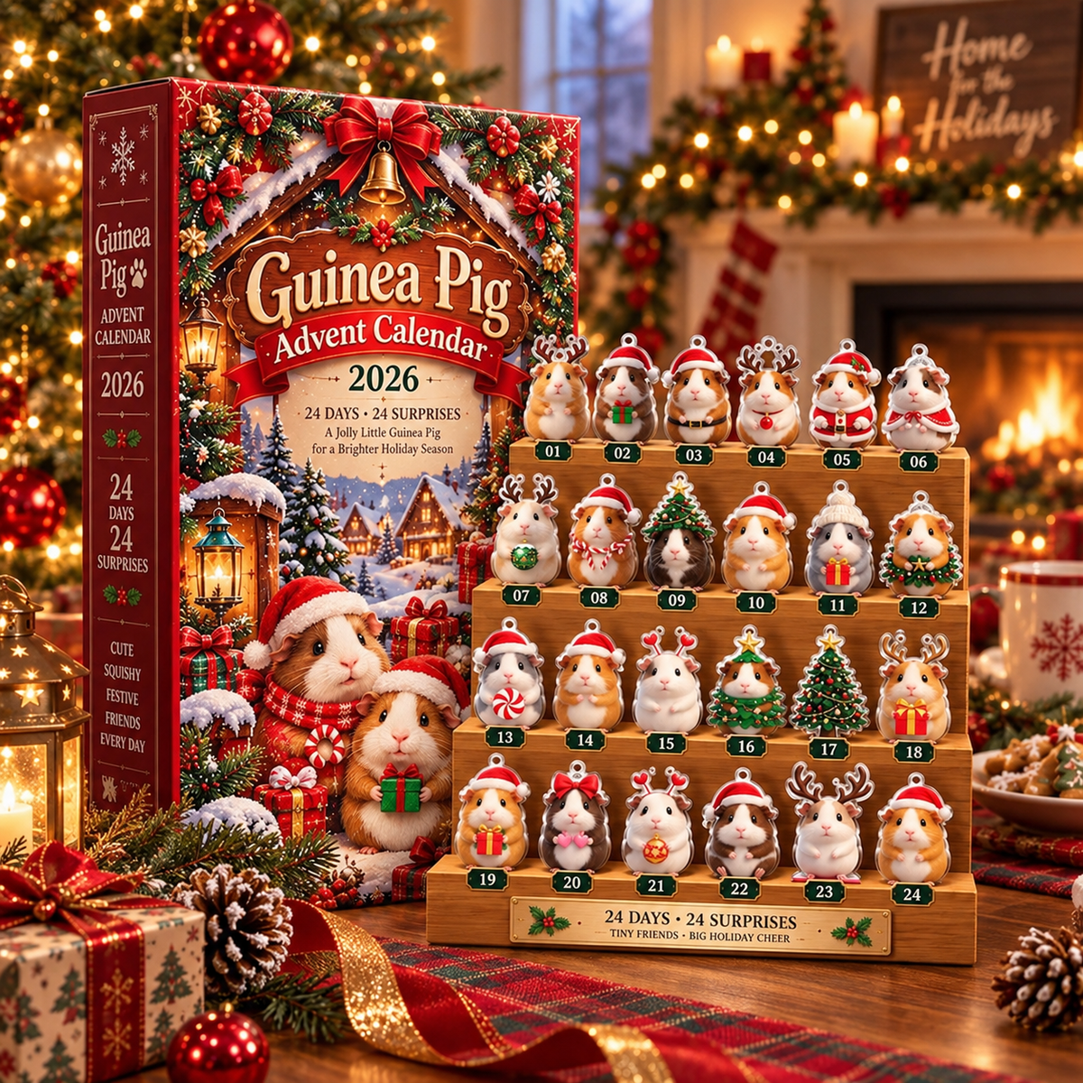 Guinea Pig Christmas Advent Calendar 2026, 24 Days of Tiny Pet Surprises, Cute Cavy Holiday Countdown Gift for Animal Lovers