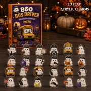 Boo Bus Driver Advent Calendar 2026 - 24-Day Festive Countdown, Acrylic Charms Blind Box - Gift For Family & Friends