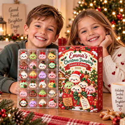 Personalized Christmas Dumpling Advent Calendar 2026, 24 Acrylic Dumpling Ornaments
