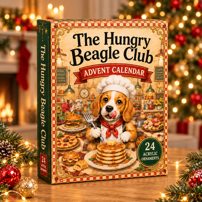 The Hungry Beagle Club Advent Calendar 2026 - 24-Day Festive Countdown, Acrylic Charms Blind Box - Gift For Beagle Lovers