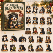 A Lovely Berner Bear Advent Calendar 2026 - 24-Day Festive Countdown, Acrylic Charms Blind Box - Gift For Bernese Lovers