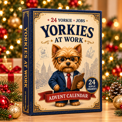 Yorkies At Work Advent Calendar 2026 - 24-Day Festive Countdown, Acrylic Charms Blind Box - Gift For Yorkshire Terrier Lovers