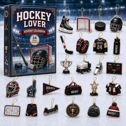 Hockey Lover Advent Calendar 2026 - 24-Day Festive Countdown, Acrylic Charms Blind Box - Gift For Sports Lovers