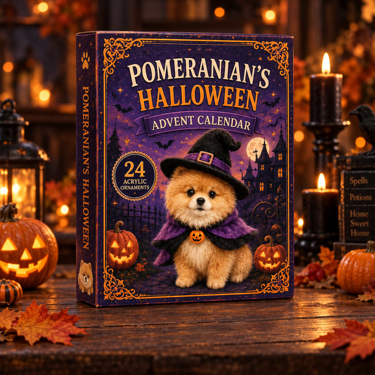 Spooky Pomeranian Advent Calendar 2026 - 24-Day Festive Countdown, Acrylic Charms Blind Box - Gift For Dog Lovers