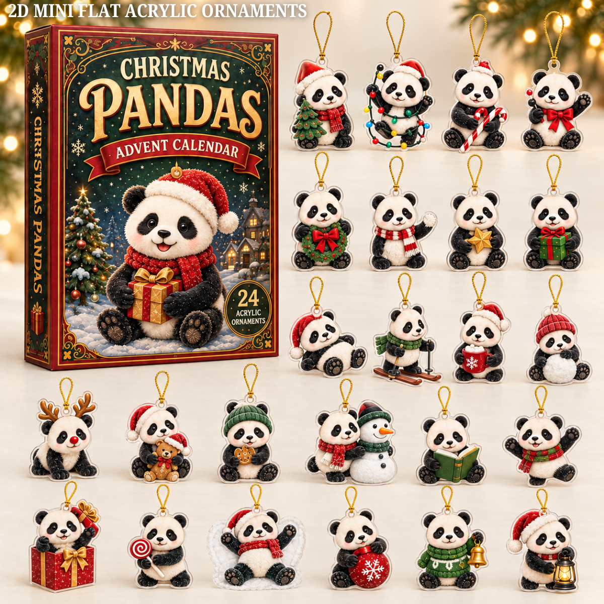 Christmas Pandas Advent Calendar 2026 - 24-Day Festive Countdown, Acrylic Charms Blind Box - Gift For Panda Lovers