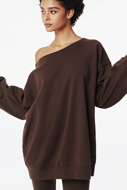 Off Shoulder Oversized Pullover Sweatshirt