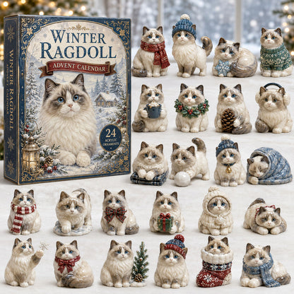 Winter Ragdoll Advent Calendar 2026 - 24-Day Festive Countdown, Acrylic Charms Blind Box - Gift For Cat Lovers