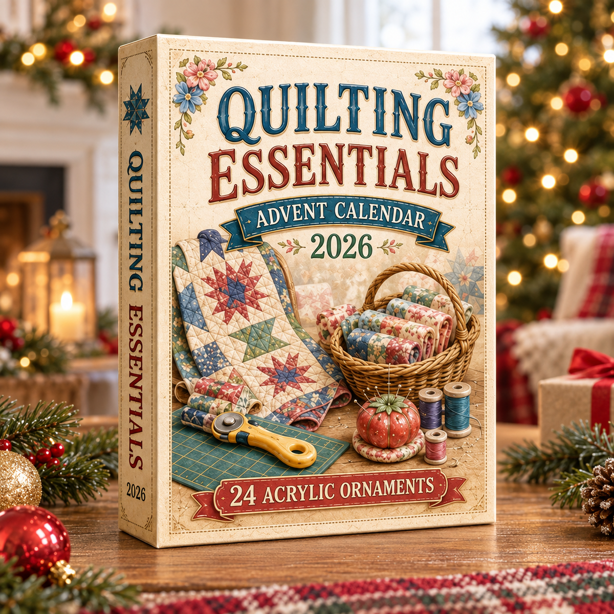 Quilting Essentials Advent Calendar 2026 - 24-Day Festive Countdown, Acrylic Charms Blind Box - Gift For Quilting Lovers