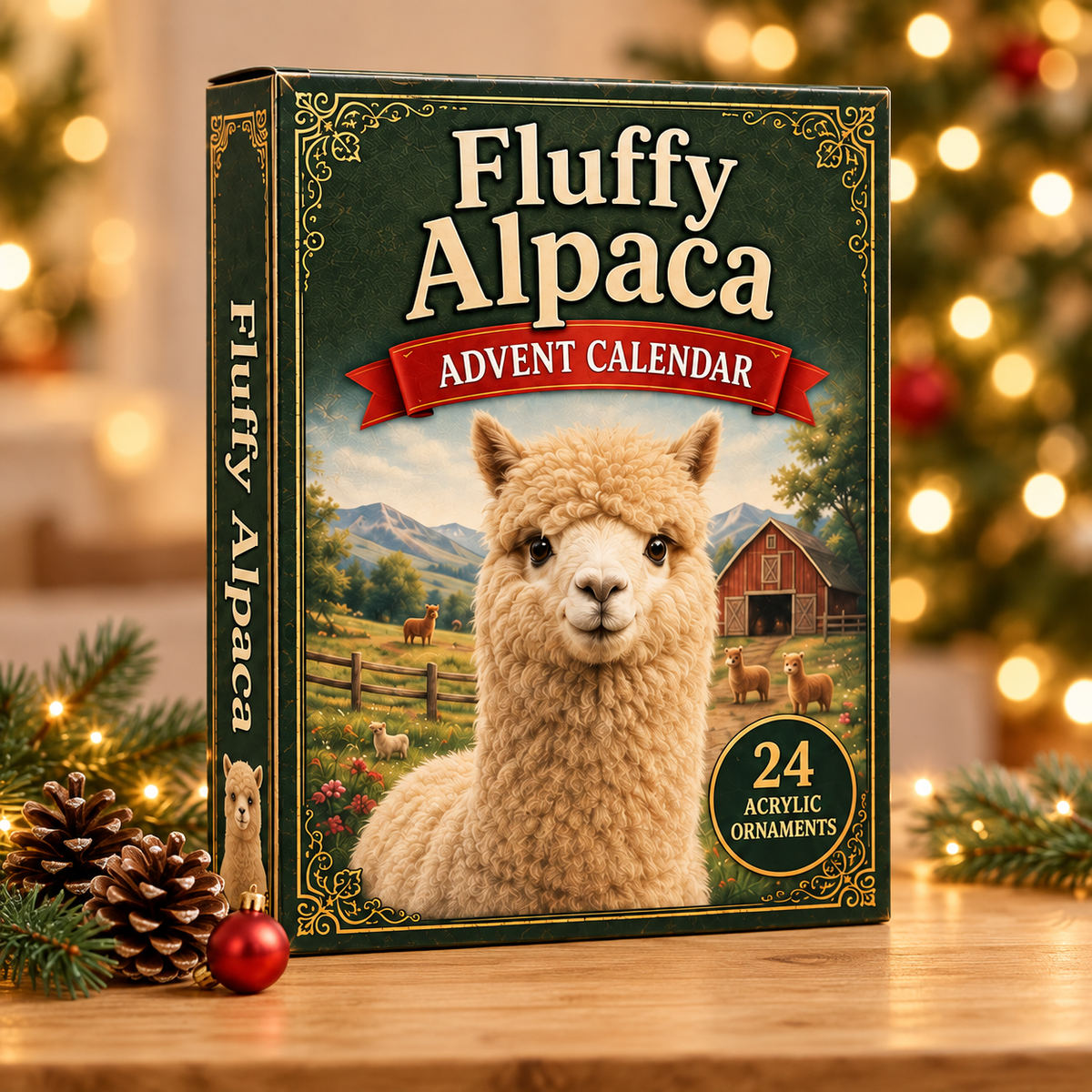 Fluffy Alpaca Advent Calendar 2026 - 24-Day Festive Countdown, Acrylic Charms Blind Box - Gift For Farm Lovers