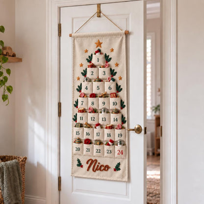 Personalized Nutcracker Advent Calendar for Kids, Custom Name 24 Pocket Christmas Countdown, Fabric Wall Hanging, Family Christmas Tradition