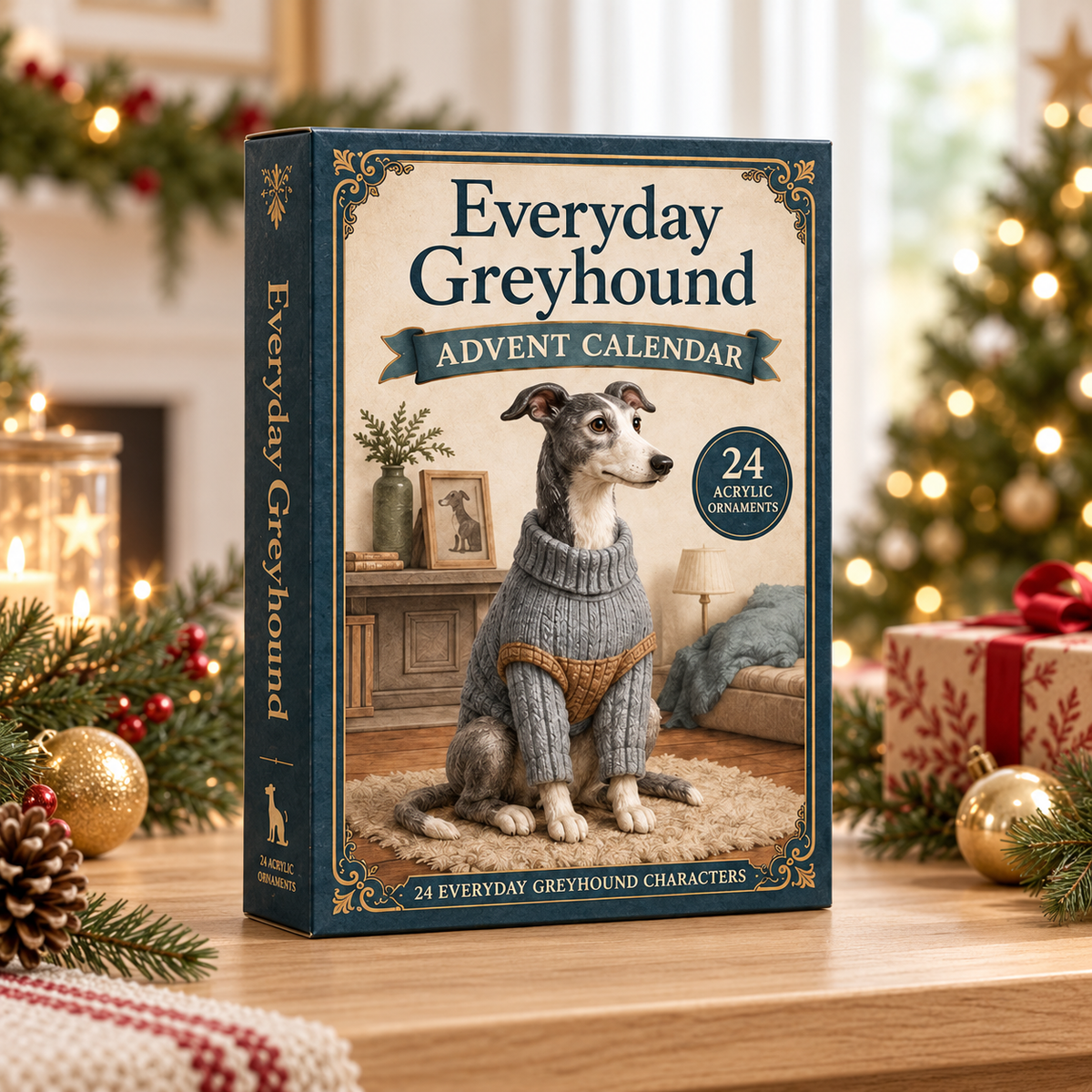 Everyday Greyhound Advent Calendar 2026 - 24-Day Festive Countdown, Acrylic Charms Blind Box - Gift For Greyhound Lovers