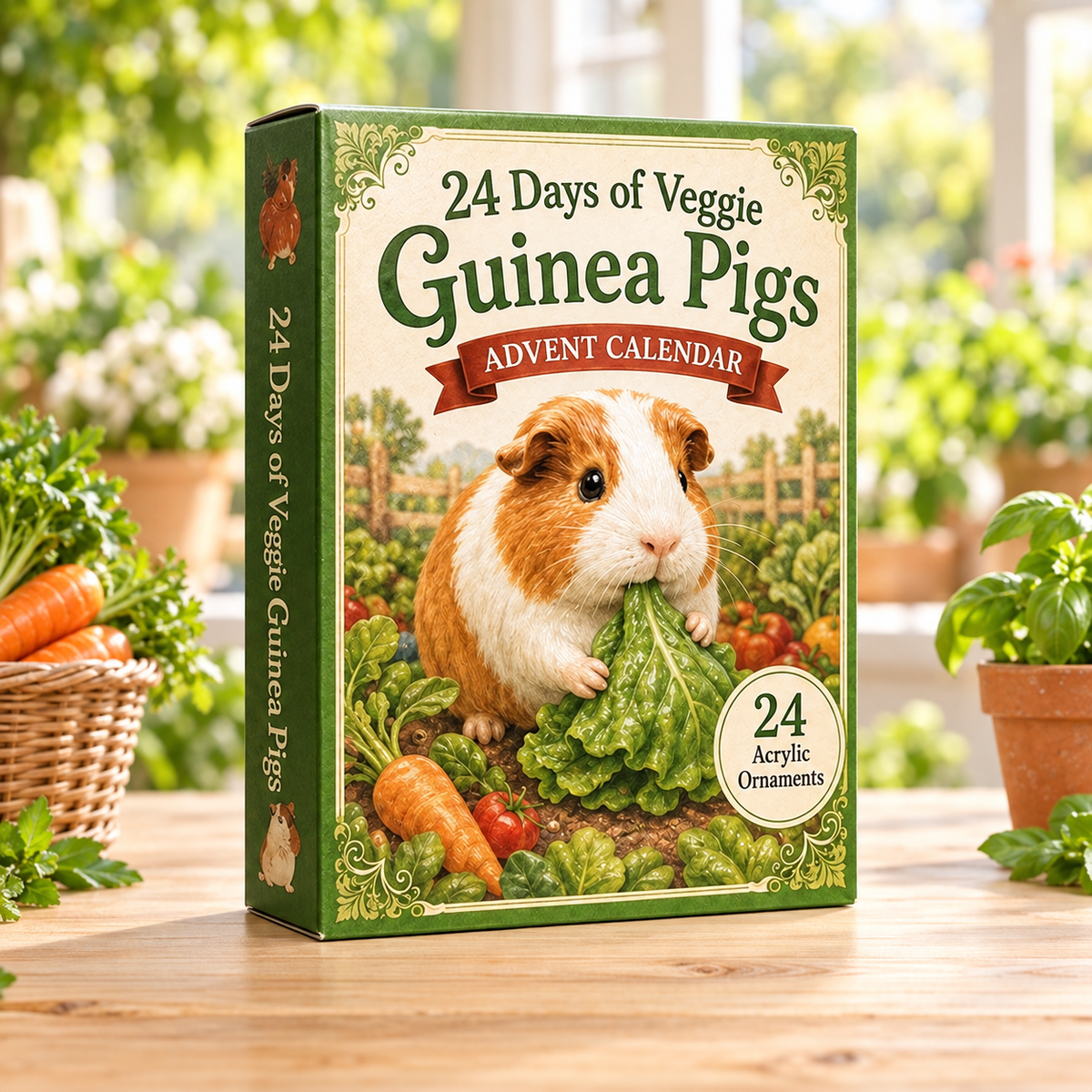 Veggie Guinea Pig Advent Calendar 2026 - 24-Day Festive Countdown, Acrylic Charms Blind Box - Gift For Guinea Pig Lovers
