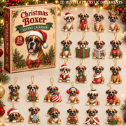 Christmas Boxer Advent Calendar 2026 - 24-Day Festive Countdown, Acrylic Charms Blind Box - Gift For Boxer Lovers