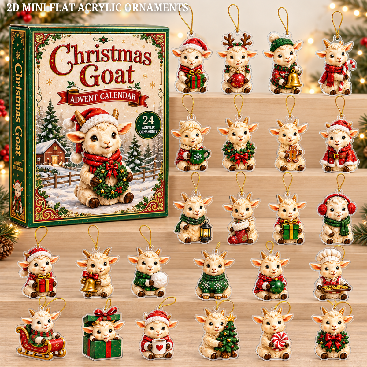 Christmas Goat Advent Calendar 2026 - 24-Day Festive Countdown, Acrylic Charms Blind Box - Gift For Goat Lovers
