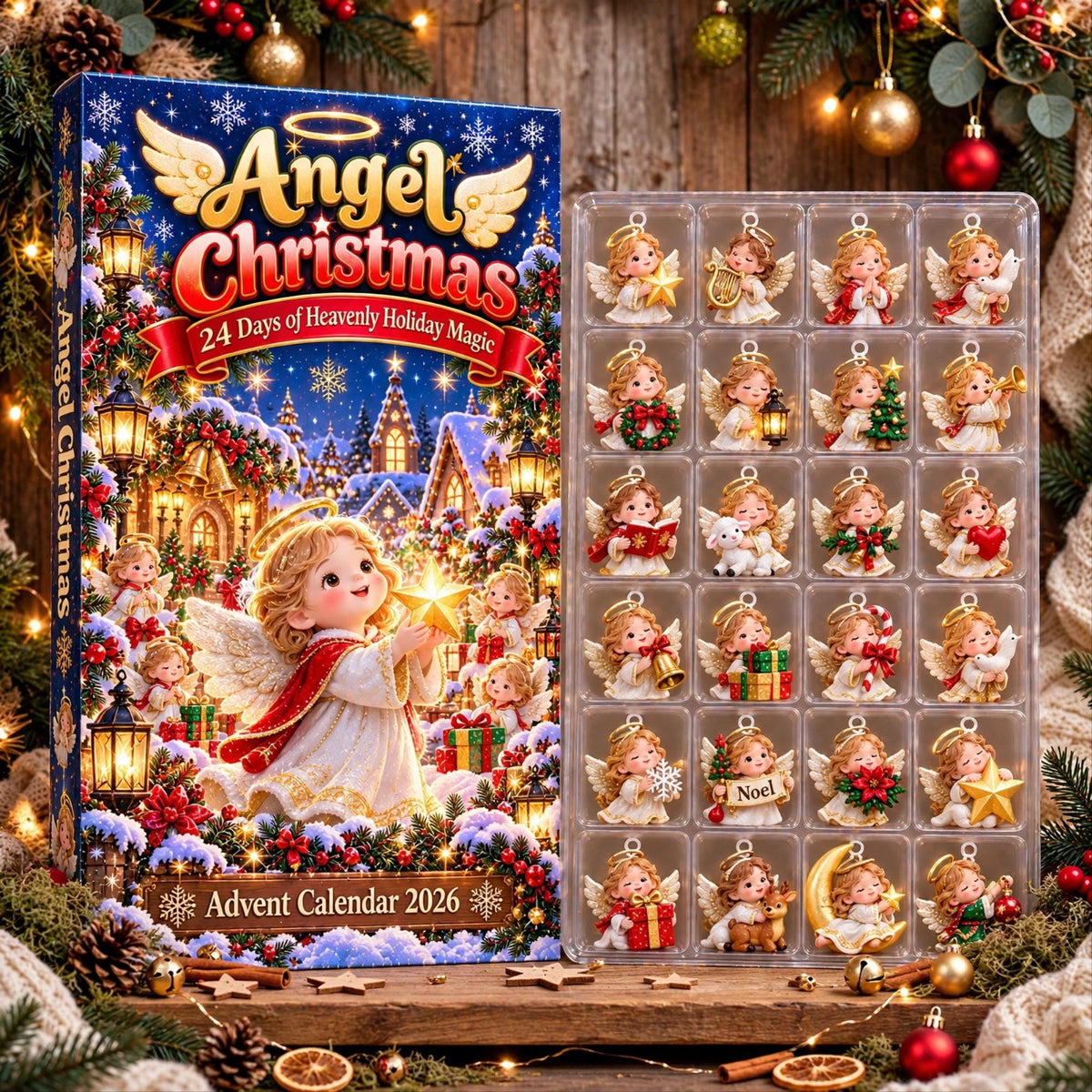 Angel Advent Calendar 2026, 24 Piece Angel Ornament Set, Angel Blind Box Advent Calendar, Christmas Countdown Gift for Home Decor