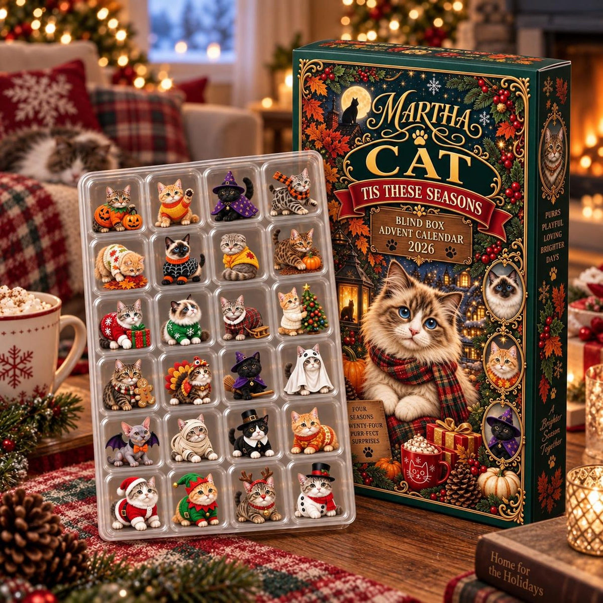 Personalized Cat Advent Calendar: Custom Name 24 Holiday Figurine Blind Box