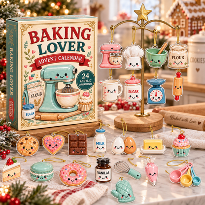 Baking Advent Calendar 2026, 24 Days Advent Calendar, 24 Acrylic Baking Ornaments, Baker Gift, Baking Lover Gift, Christmas Kitchen Decor