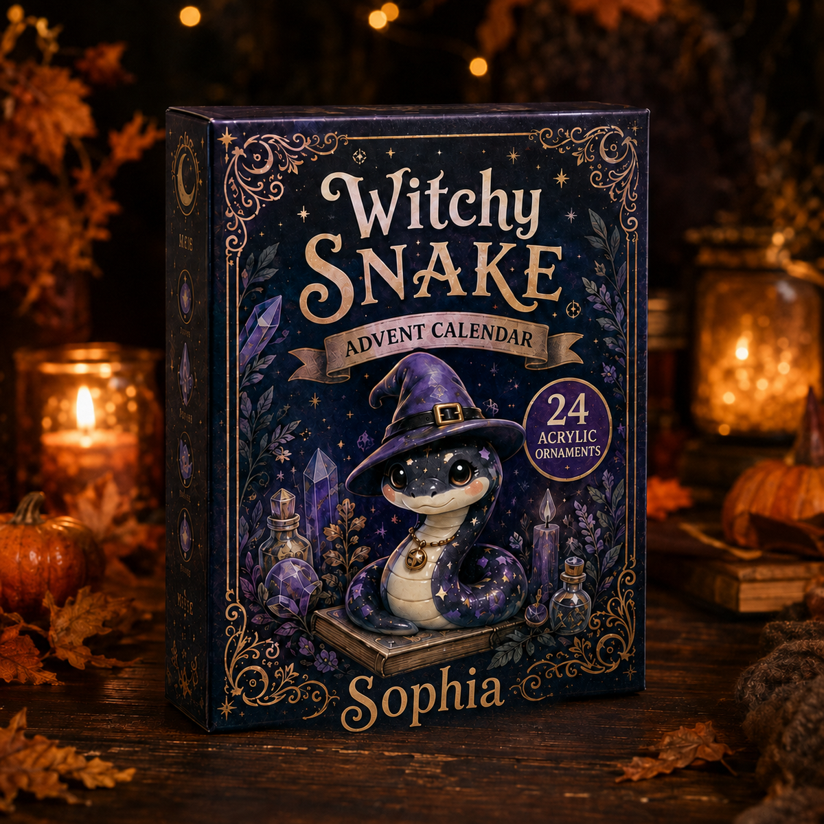 Witchy Snake Advent Calendar 2026 - 24-Day Festive Countdown, Acrylic Charms Blind Box - Gift For Snake Lovers