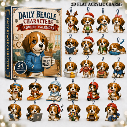 Daily Beagle Advent Calendar 2026 - 24-Day Festive Countdown, Acrylic Charms Blind Box - Gift For Dogs Lovers