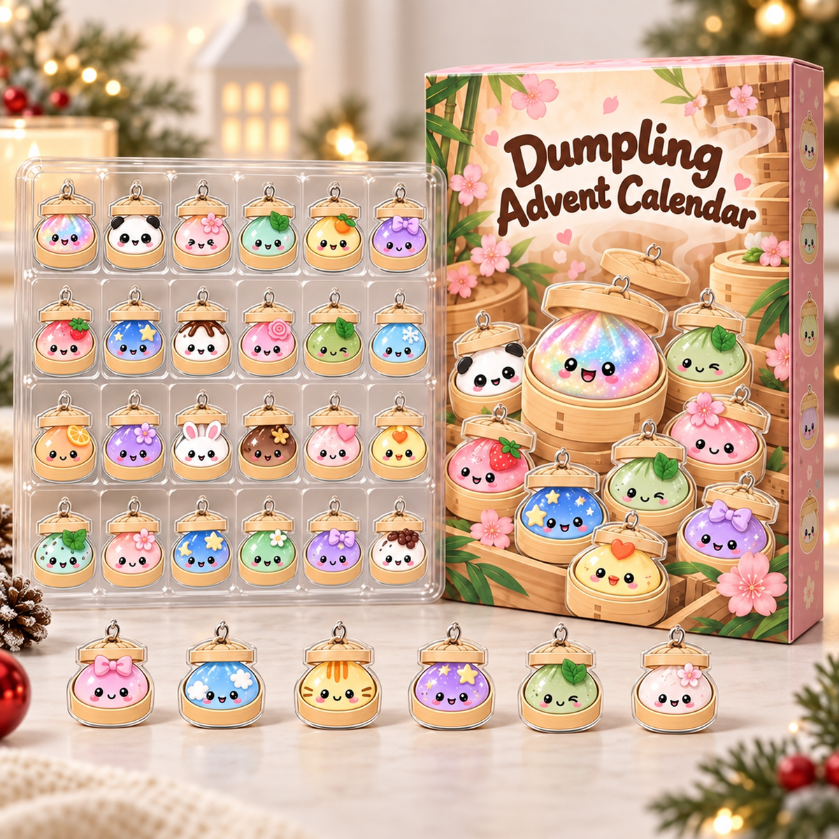 Dumpling Advent Calendar, Christmas Countdown Set, Mini Dumpling Charm Collection