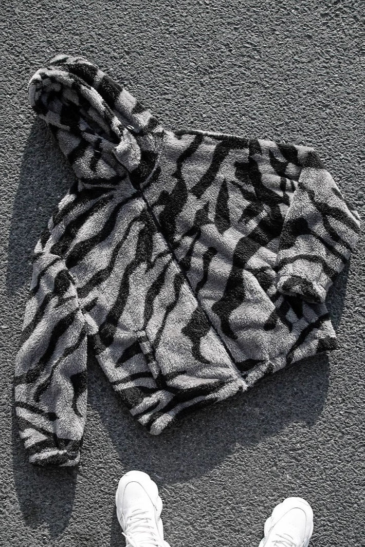 Contrast Panel Zip Hoodie