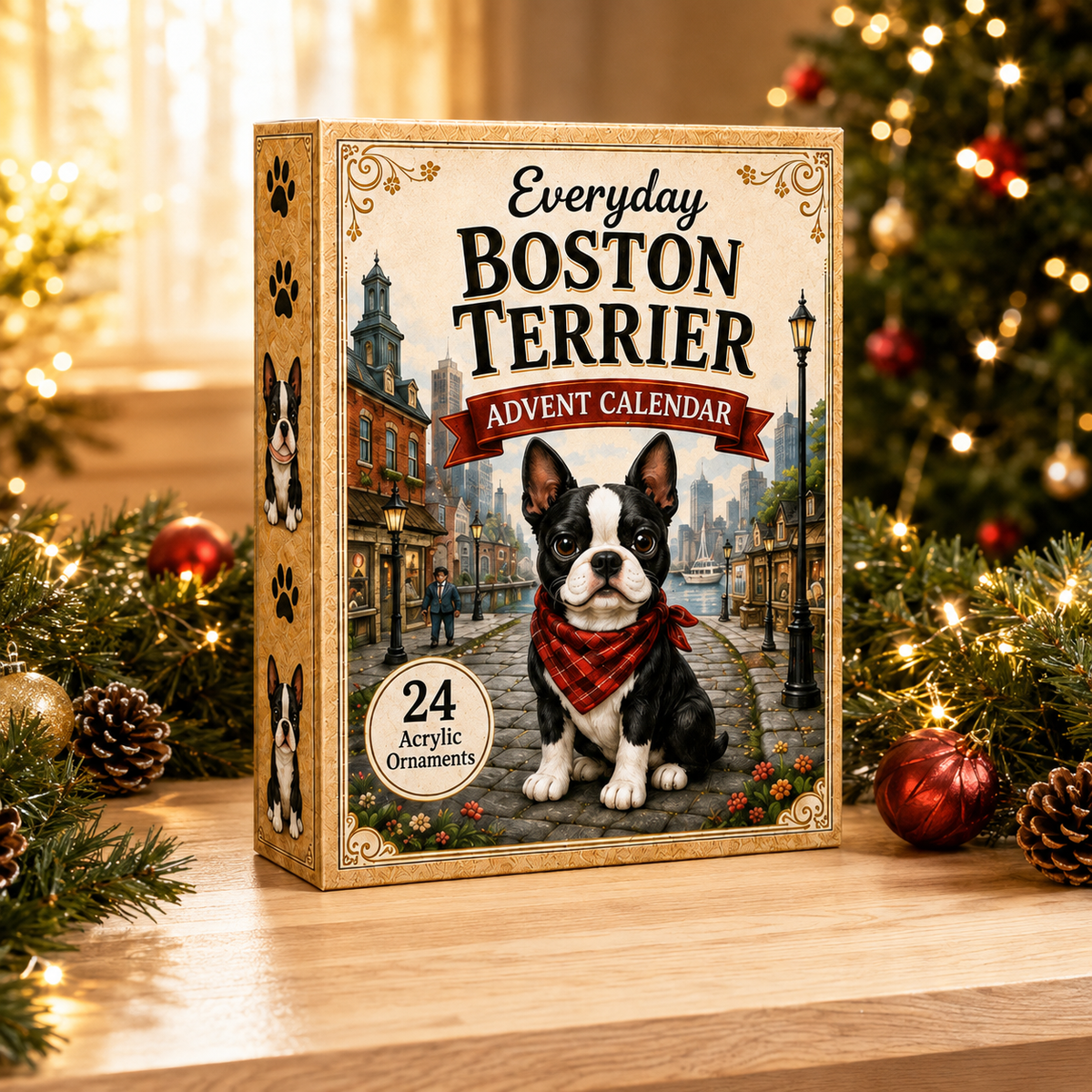 Everyday Boston Terrier Advent Calendar 2026 - 24-Day Festive Countdown, Acrylic Charms Blind Box - Gift For Boston Terrier Lovers