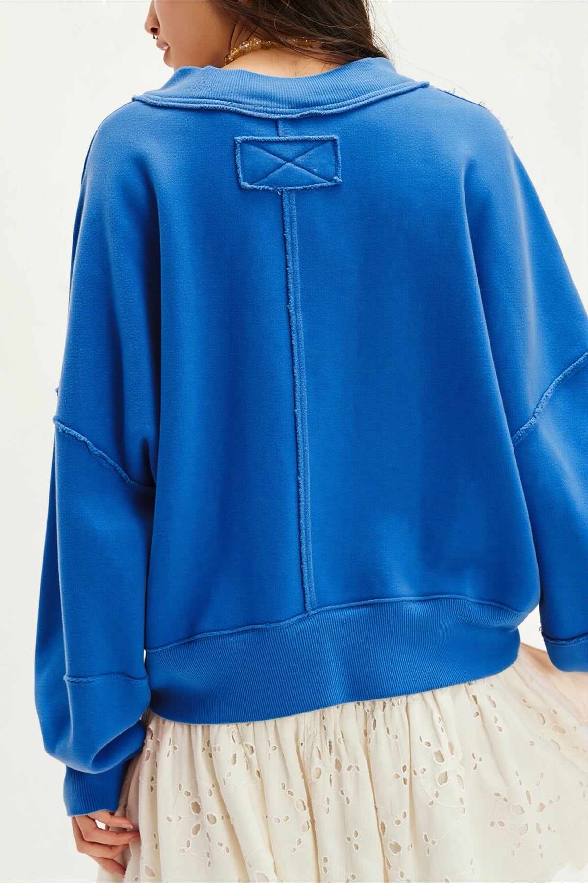 Solid Cropped Crewneck Sweatshirt