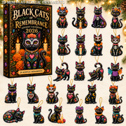 Black Cats of Remembrance Advent Calendar 2026 - 24-Day Festive Countdown, Acrylic Charms Blind Box - Gift For Family & Friends
