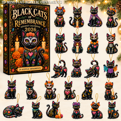 Black Cats of Remembrance Advent Calendar 2026 - 24-Day Festive Countdown, Acrylic Charms Blind Box - Gift For Family & Friends