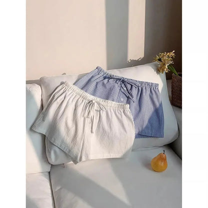 Pink Striped High-Waist Button Cotton Boxer Shorts