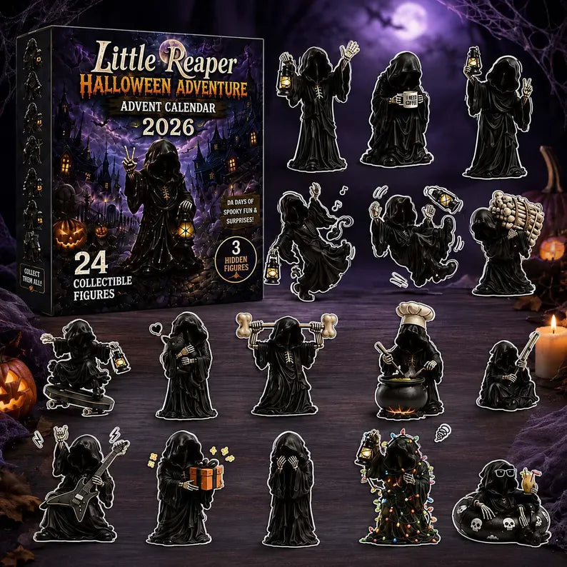 Halloween Countdown Calendar 2026, 24-Day Surprise Gift Box Containing a Mini Acrylic Flat Figure, Cute Ghost or Haunted House Set, 4 Styles