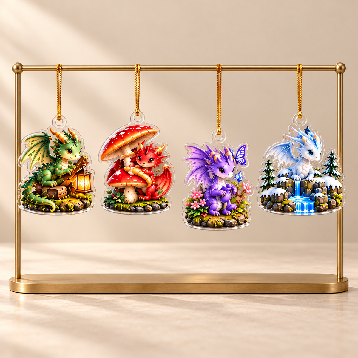 Forest Dragon Advent Calendar with Charms, 24 Acrylic Dragon Ornaments, Fantasy Christmas Gift, Cute Woodland Dragon Holiday Countdown 2026, Birthday Gift
