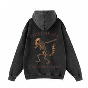 Dabbing Delight Raccoon Skull Vintage Washed Hoodie