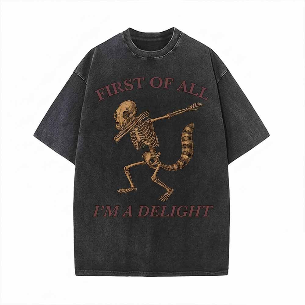 Dabbing Delight Raccoon Skull Vintage Washed T-shirt