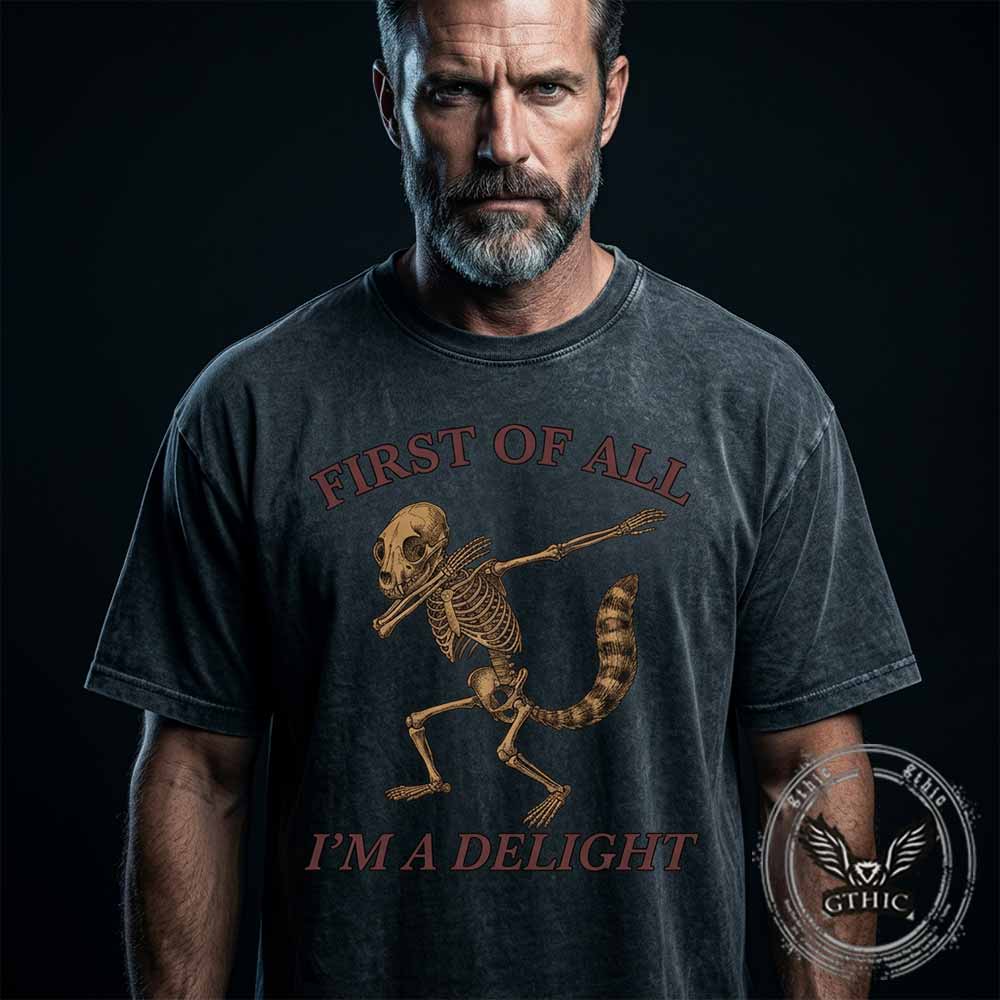 Dabbing Delight Raccoon Skull Vintage Washed T-shirt