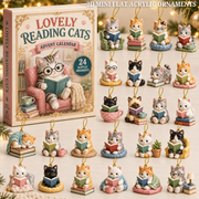 Bookish Cats Advent Calendar 2026 - 24-Day Festive Countdown, Acrylic Charms Blind Box - Gift For Cat Lovers
