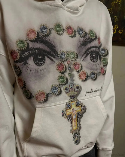 Dark Eyes Print Athletic Hoodie