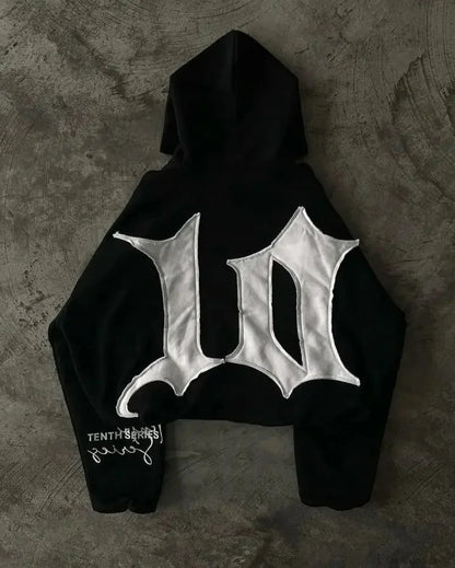 Dark Hip Hop Patch Pullover Hoodie