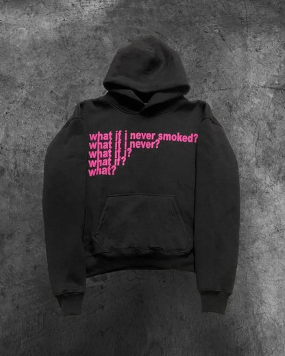 Dark Informal Print Oversized Hoodie