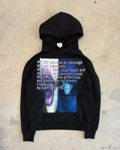 Dark Informal Print Oversized Hoodie