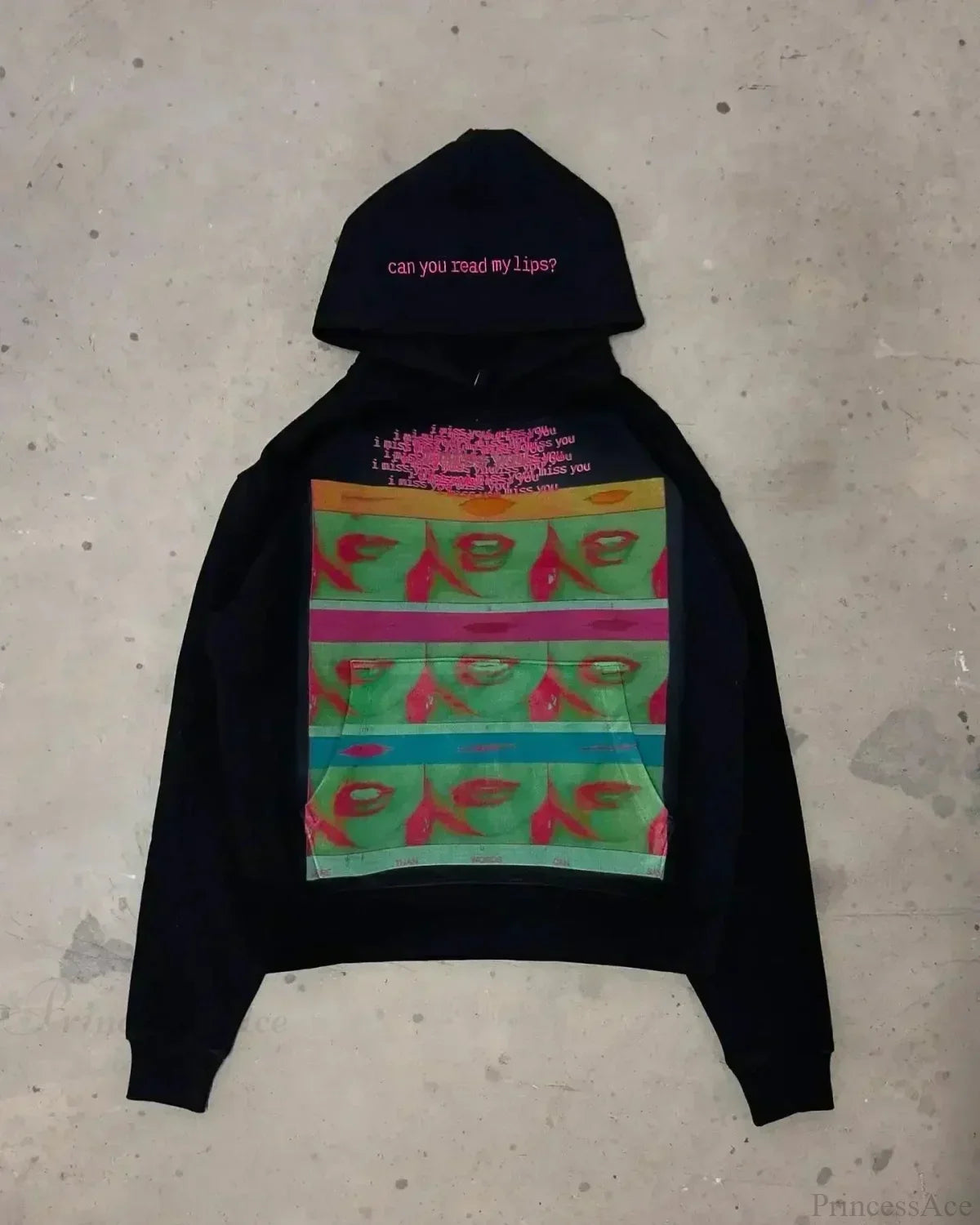 Dark Informal Print Oversized Hoodie