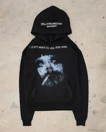Dark Informal Print Oversized Hoodie