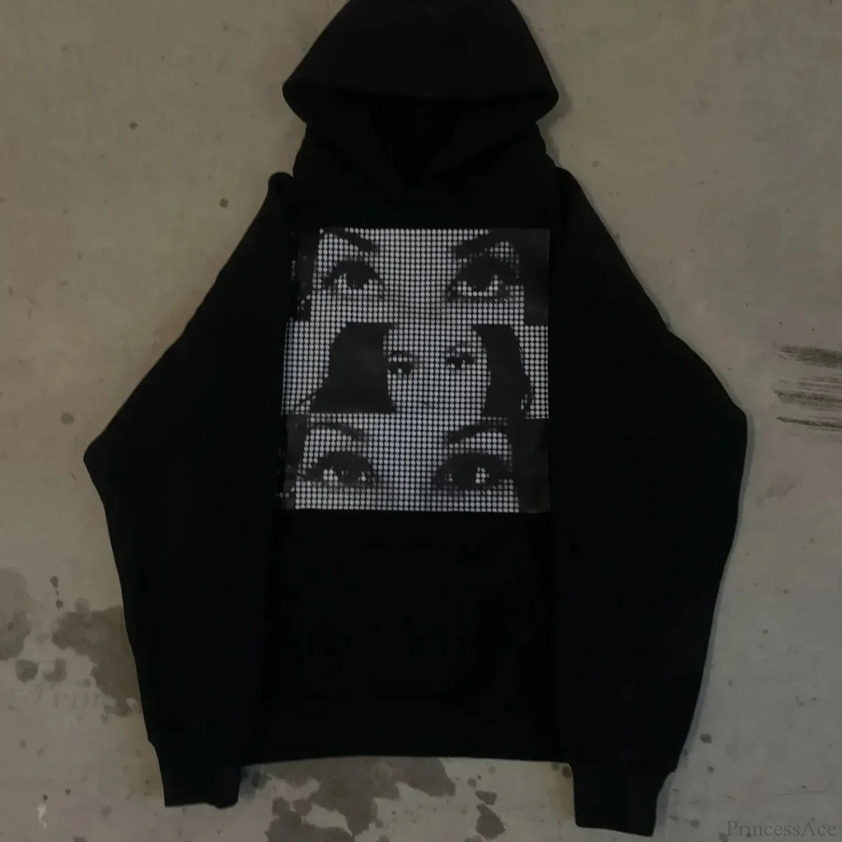 Dark Informal Print Oversized Hoodie