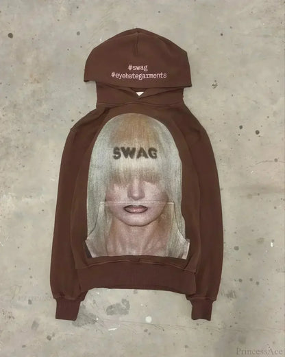 Dark Informal Print Oversized Hoodie