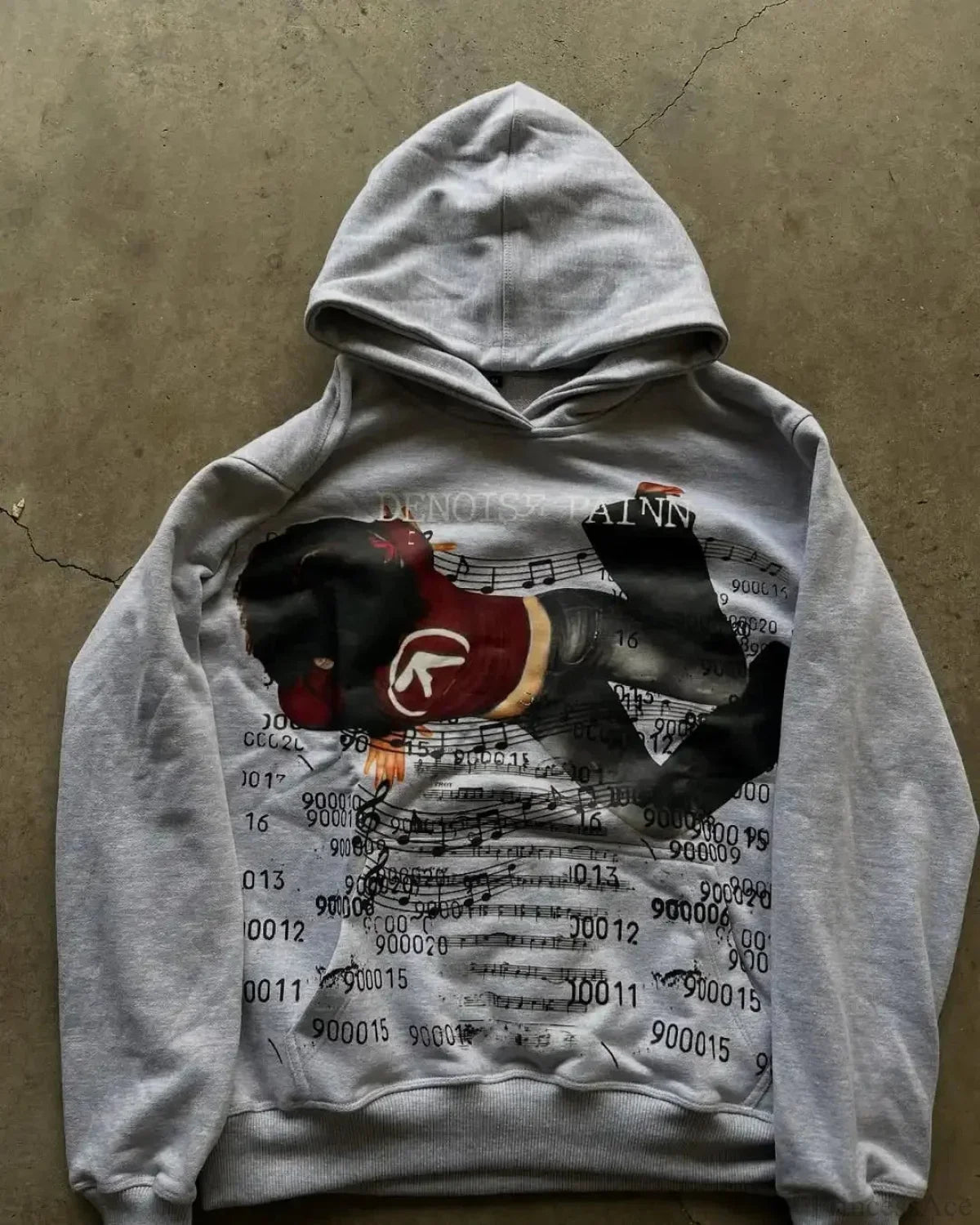 Dark Informal Print Oversized Hoodie
