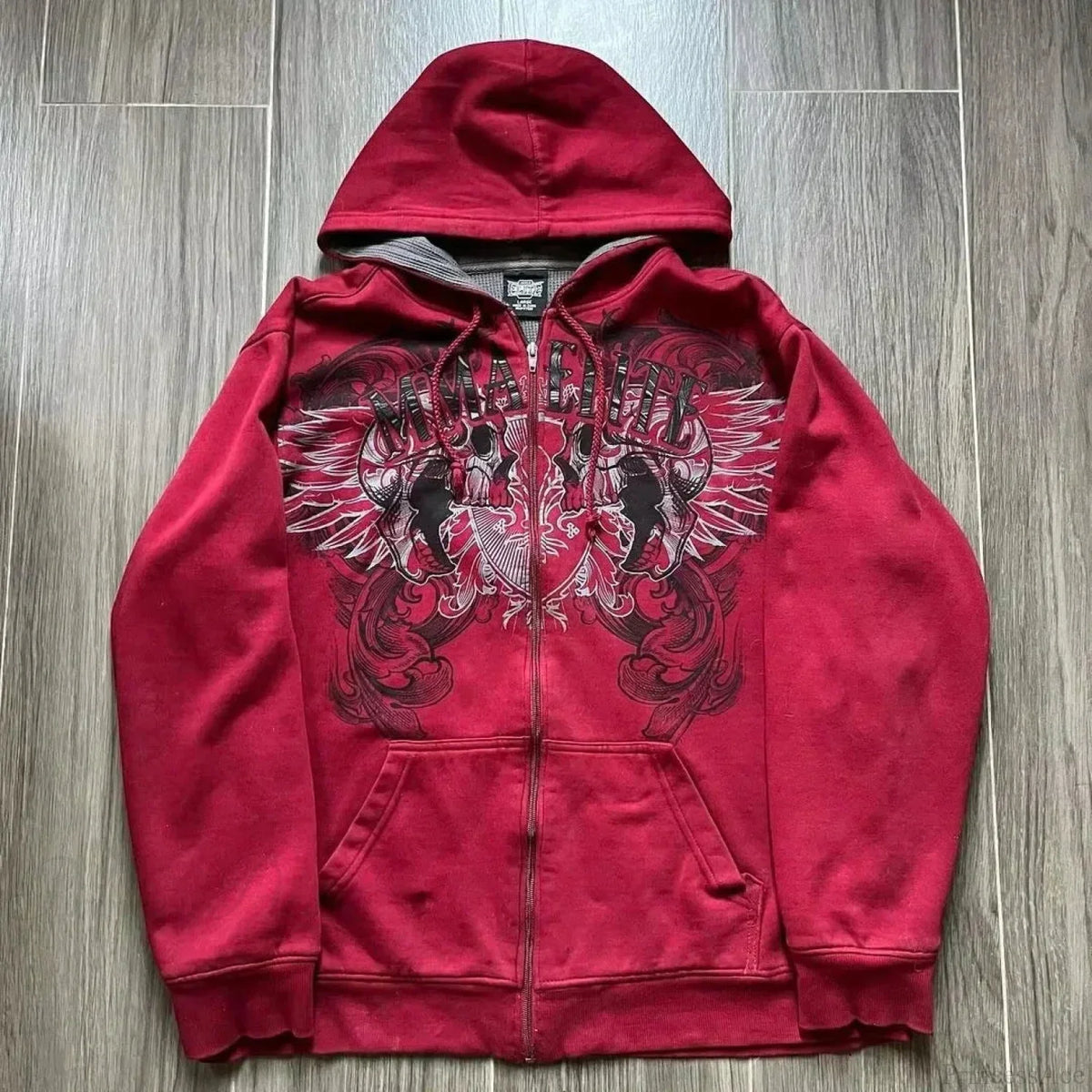 Dark Oversized Design Zip Hoodie